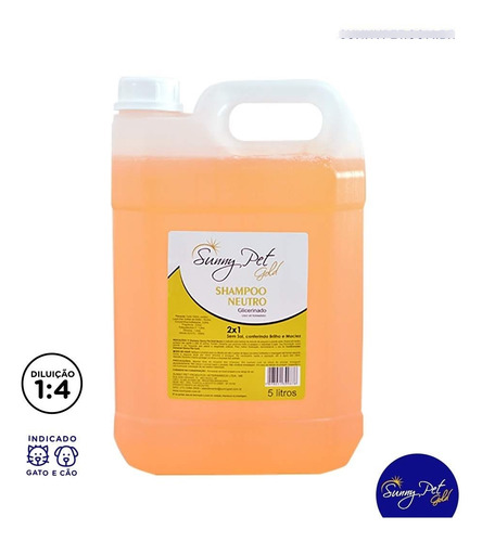 Shampoo Para Cães Neutro Glicerinado 5 Lts - Rende 25lts