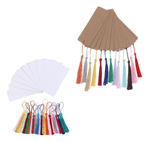 Marcadores Kraft Tags De Papel En Blanco Con Borlas, 2 Juego