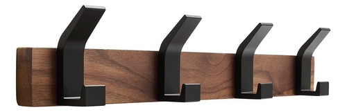 Aodoran Coat Rack Wall Mount Coat Hooks - Wooden Black Coat.