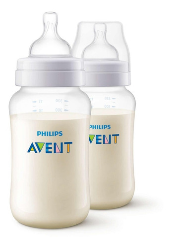 Tetero Biberon 11 Oz 330ml Avent Classic+ X2 3m+