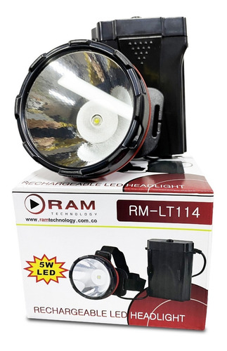Imagen 2 de 5 de Linterna Minera Recargable 15 Horas De Duracion Potente Led