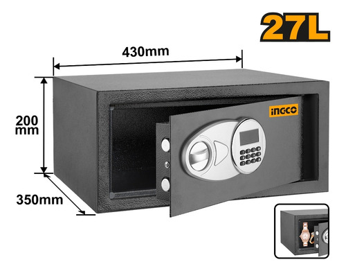 Caja Fuerte Digital Capacidad 27lts Ingco Esf3502 *ub*