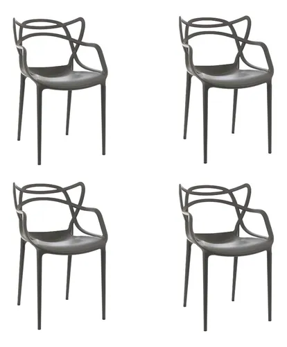 Silla De Comedor Allegra Moderna Apilable Color Grafito X4 Garden Life