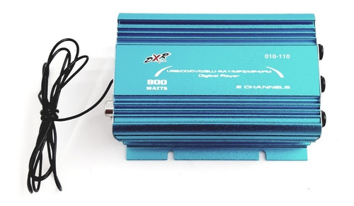 Amplificador 2 Canales 800 Watts Fm Usb Aux Dxr 010-110 Color Azul