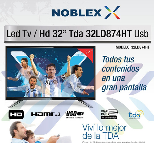 Led Tv Noblex Hd 32 Tda 32ld874ht Hdmi Vga Usb