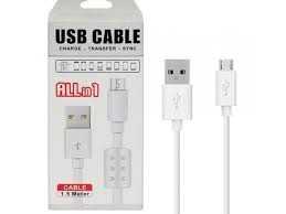 Cabo Micro Usb V8 Reforçado 1,5 M Com Filtro Branco