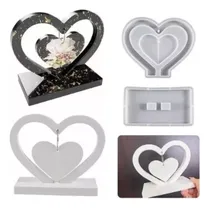 Comprar Molde Silicona Portaretrato Corazón Flotante Resina Cemento