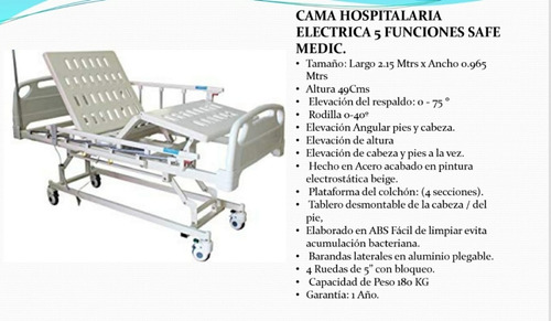 Imagen 3 de 5 de Cama Hospitalaria 4 Funciones Importada Americana.