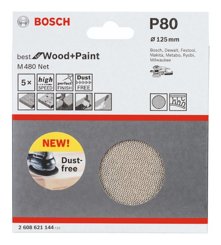Imagen 2 de 5 de Lija Excéntrica Autoadherente 125mm. Bosch G80 X5u.