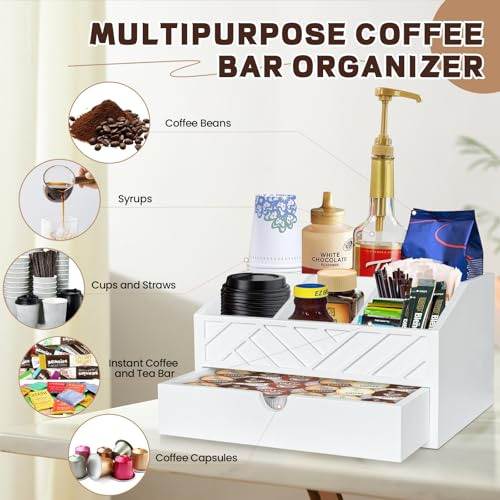 Organizador De Barra De Café Con Cajón De Madera