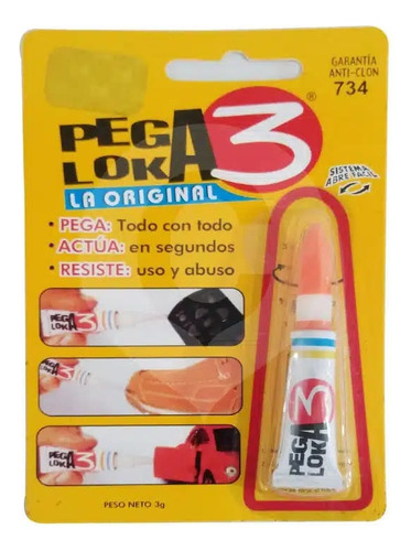 Pega Loka La Original 7 Unds De 3 Gr  Unidad Caja 