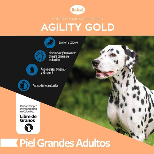 Alimento Para Perro - Agility Gold Grandes Adultos Piel 3 Kg