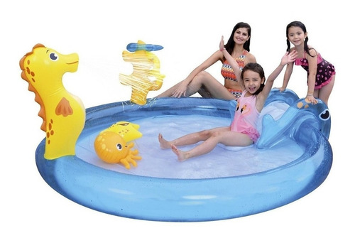 Imagen 2 de 5 de Pileta Inflable Bebe Grande Infantil Tobogan Juego Duchador