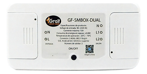 Interruptor Inalambrico Gralf Wifi 2 Canales Smartlife Color Blanco