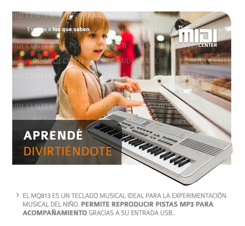 Imagen 4 de 10 de Organo Teclado Musical Infantil Microfono Mp3 Usb Mq813