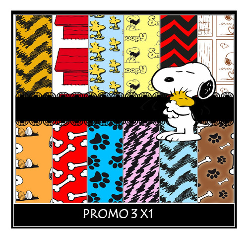 Kit Imprimible 3x1 Snoopy Imagen Fondos #329