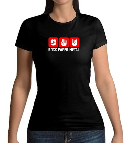 Playera Metalera Rock Paper Metal Mujer