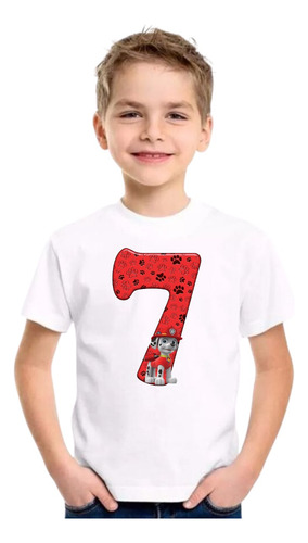 Playera Paw Patrol Marshall Número 7 Cachorros Serie Amigos