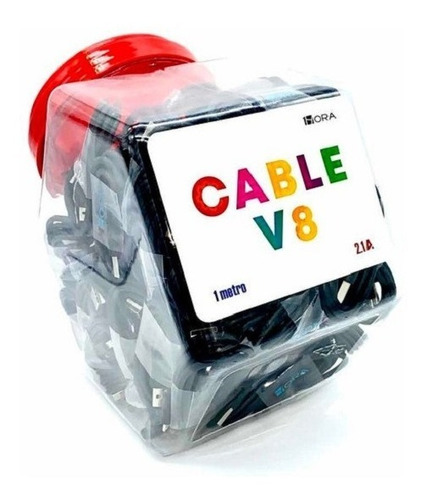 100 Cable 1hora 2.1a V8 Microusb Carga Rápida Suelto Mayoreo Color Negro