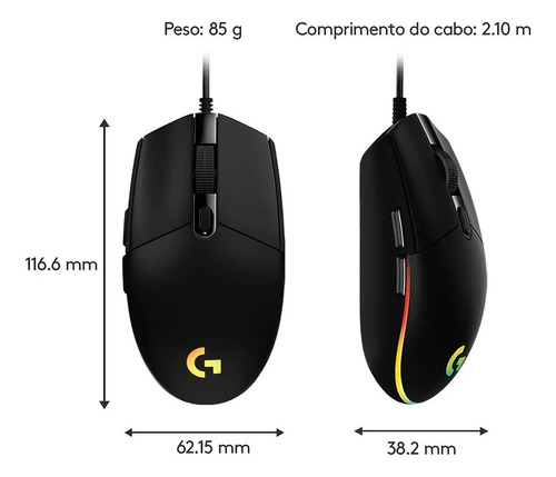 Mouse Gamer Logitech Óptico G203 Lightsync, Alámbrico, Usb