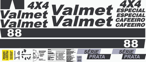 Decalque Faixa Adesiva Trator Valtra Valmet 88 Serie Prata