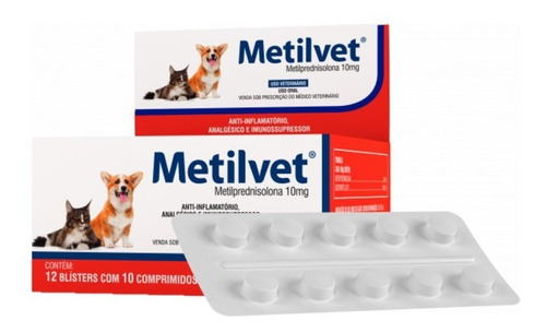 Metilvet 10mg Anti Inflamatório Vetnil 10 Comprimidos