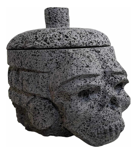 Molcajete En Forma De Calavera Azteca Piedra Volcanica 26 Cm