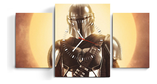 Reloj De Pared Cuadros Tripticos Star Wars Mandalorian Jango