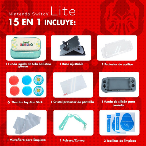 Kit Para Switch Lite Estuche Protector Accesorios Mica