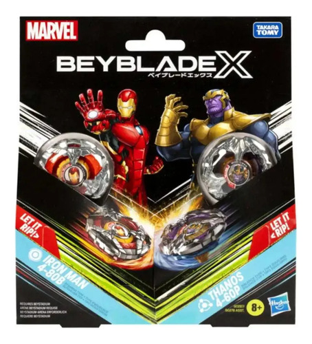 Beyblade Marvel Pack De 2 Iron Man 4-80b Vs Thanos 4-60p