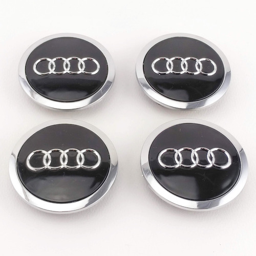 4x Centro Tapón De Rin Audi Color Negro 69mm