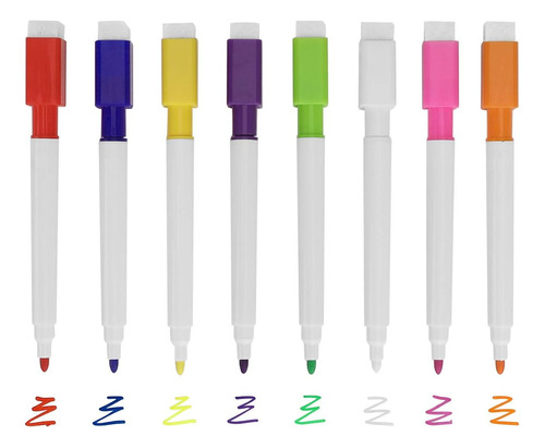 8 Bolígrafos Tiza Colores Borrado Húmedo Con Borrador Tinta