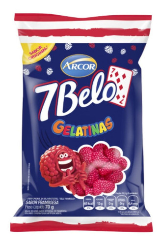 Bala De Gelatina 7belo Sabor Framboesa 70g Arcor