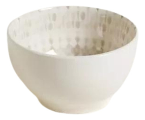 Bowl De Cerámica Blanco, Estampado Dentro Tipo Mandala Beige