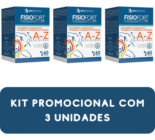 Kit 3 Suplemento Alimentar A-z Fisiofort Biocêutica 60 Cap Sabor Sem Sabor