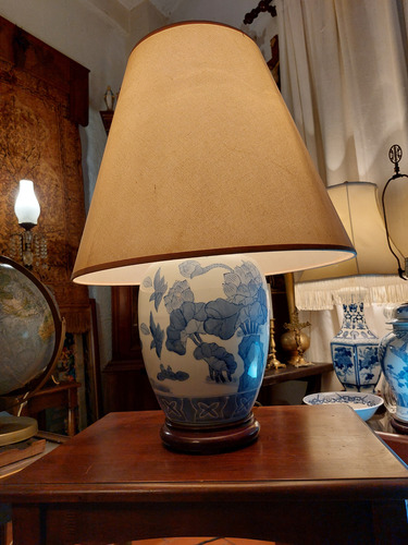 Lamparas De Porcelana China Blanco Y Azul Vintage (Usado)