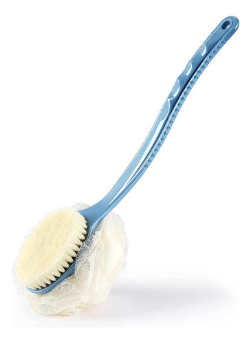 Shower Body Brush With Bristles And Loofah Back Scrubber