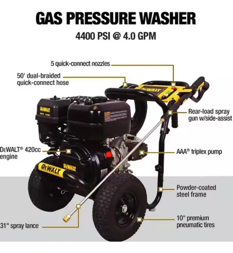 Hidrolavadora Dewalt 4400 Psi Amarillo Con Negro