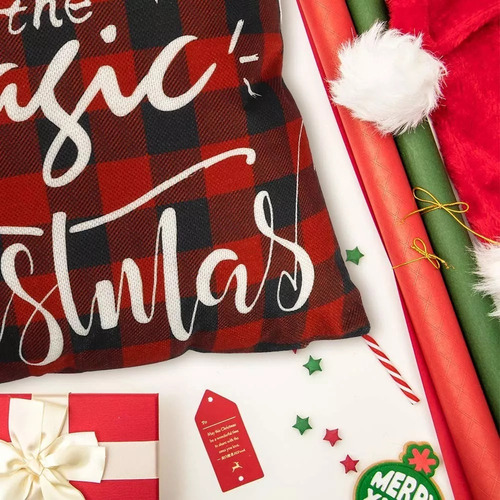 8 Fundas De Almohada Navideñas, Adornos De Lino Navideños
