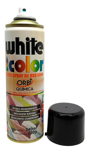 Kit 6 Tinta Spray Preto Fosco White Color 340ml Orbi Química