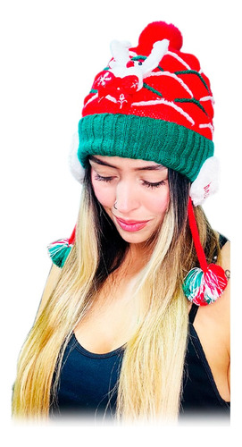 Gorro Pompón Y Orejas Navidad Frío Térmico Unisex Navideño