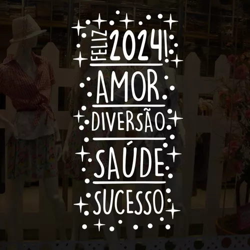 Adesivo de vitrine Natal Feliz Ano e Prospero Ano Novo