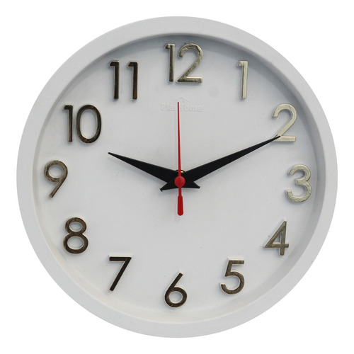 Relógio De Parede Plashome 3d Sigma Dourado Branco 24cm