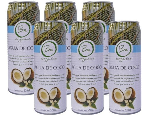 Pack 6 Agua Coco Natural 520 Ml Be Organics - Aldea Nativa