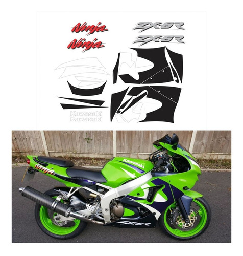 Kit Adesivos Compatível Kawasaki Ninja Zx-6 1999 Verde R012 Cor PADRÃO