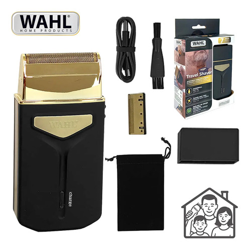 Barbeador de viagem Wahl® Travel Shaver Cordless Gold Travel Shaver para barba, leve e compacto, barbeador ideal para viajantes