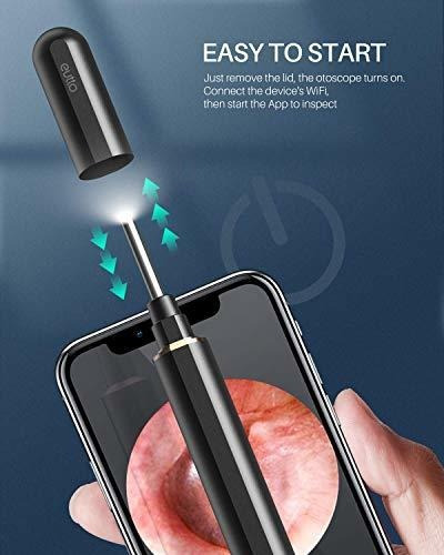 iOS Phone Otoscope Metal Design for Kids and Adults eutto 0.15in Thin 720P Lens WiFi Otoscope with Gyroscope Work with Android 6 LED Lights Ear Camera with Earwax Removal Tool 