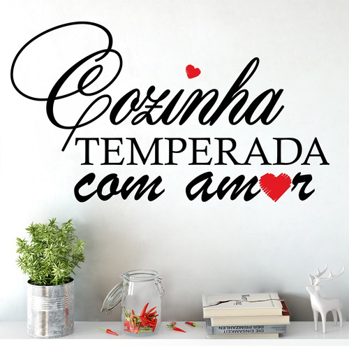 Adesivo Decorativo De Parede Cozinha Temperada Com Amor