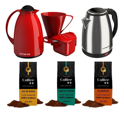 Kit Café Especial Garrafa Térmica Coador Jarra Elétrica