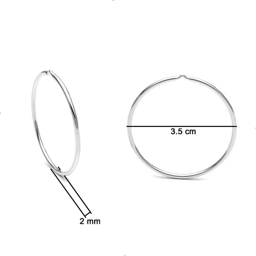 Imagen 2 de 10 de Aretes Arracadas De Plata 925 Redonda 3.5 Cm Agálea Joyería